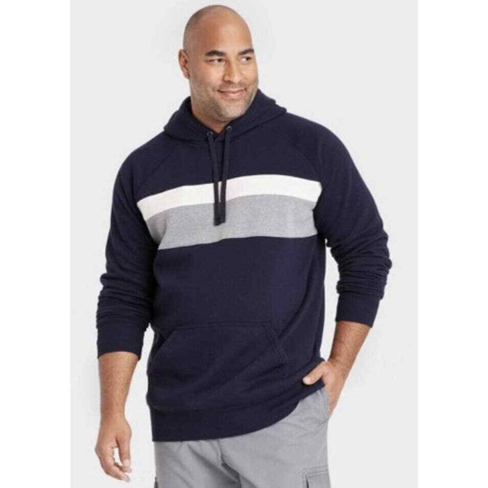 Goodfellow & Co Men's Dark Blue and Light Gray Hoodie Size Medium